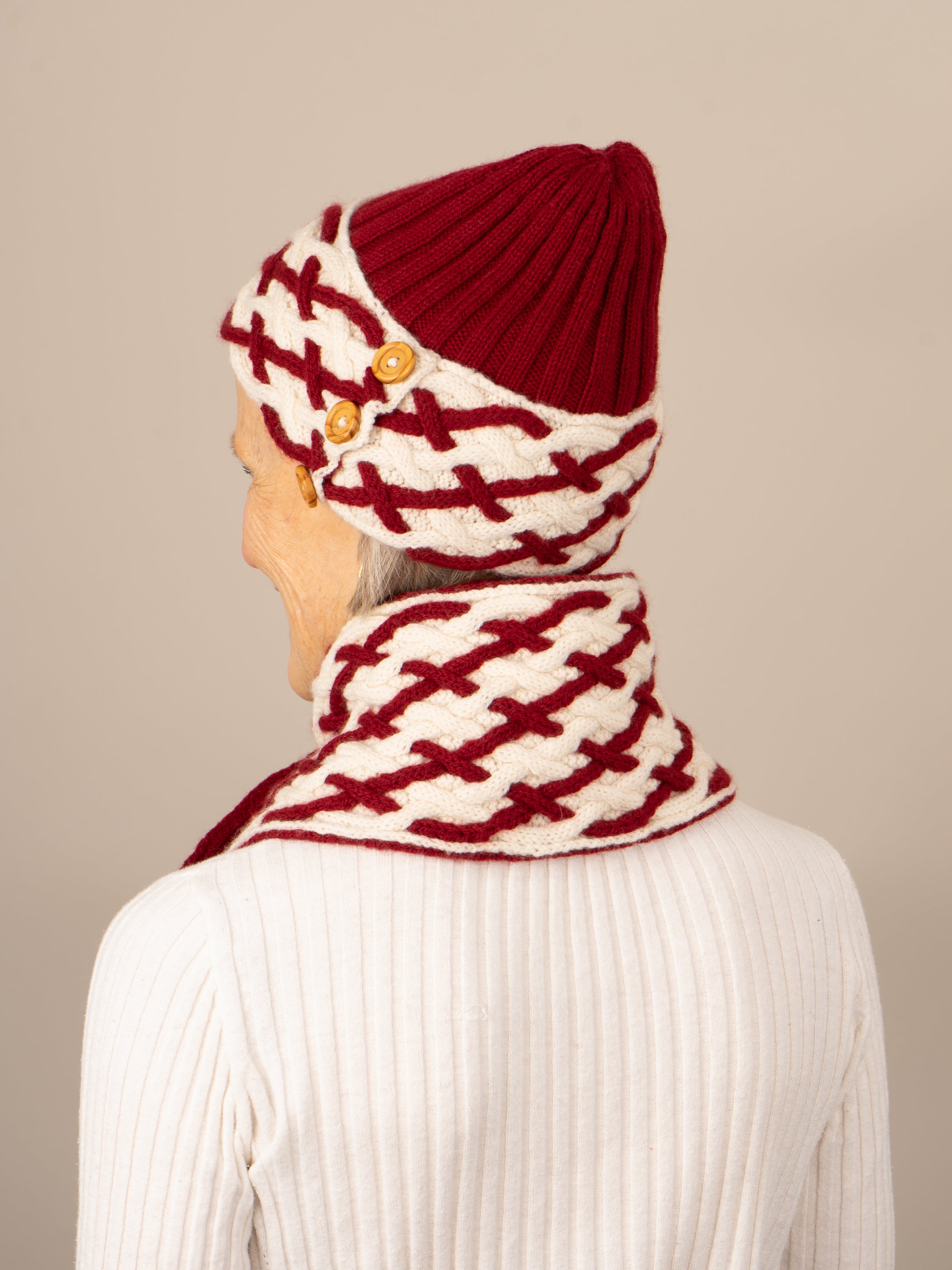 Cabled Plaid Scarf & Hat By Isle of Yarn