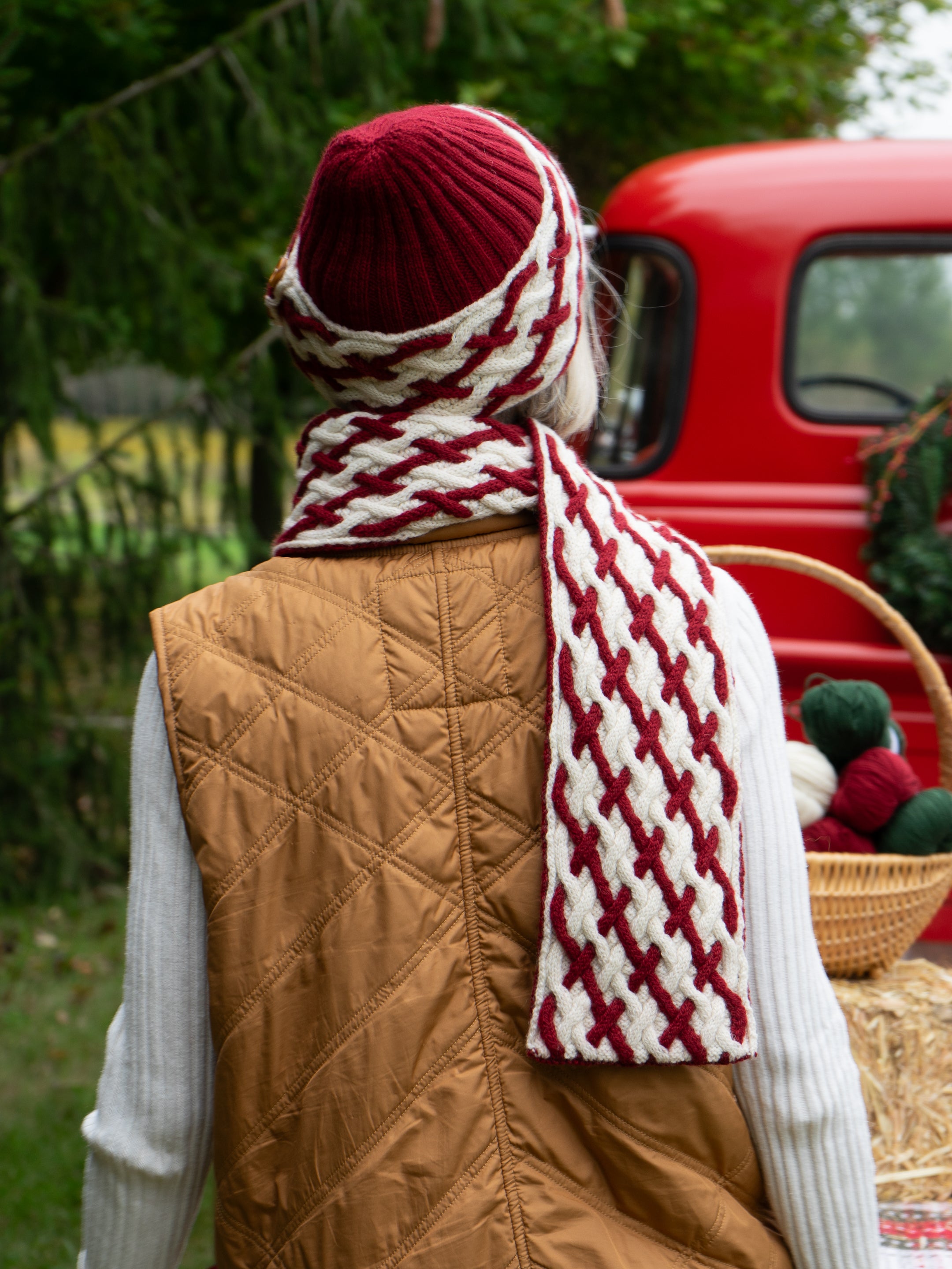 Cabled Plaid Scarf & Hat By Isle of Yarn