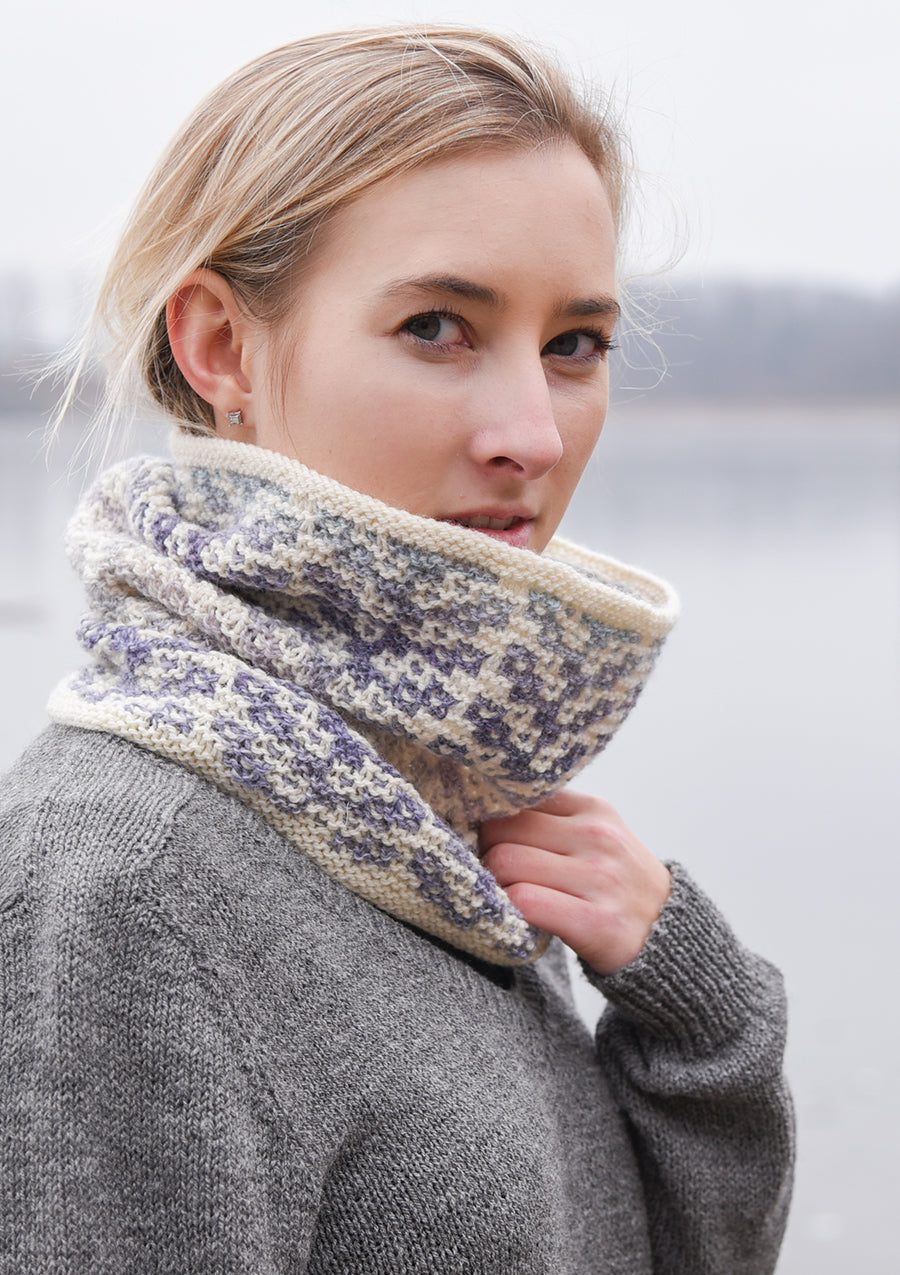 Grey Poppies Mosaic Neckwarmer