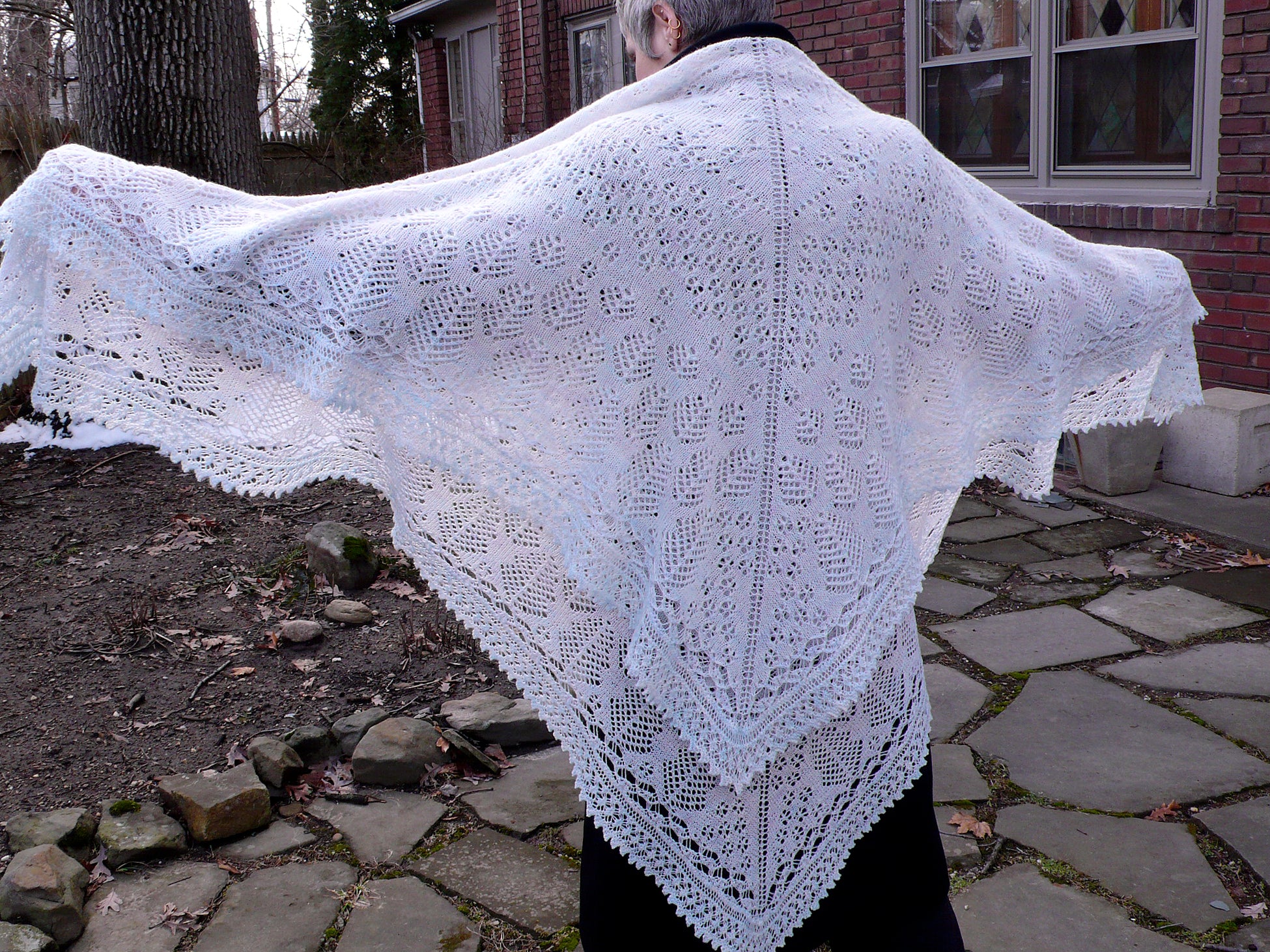 Snowflakes in Cedarwoods Lace Shawl