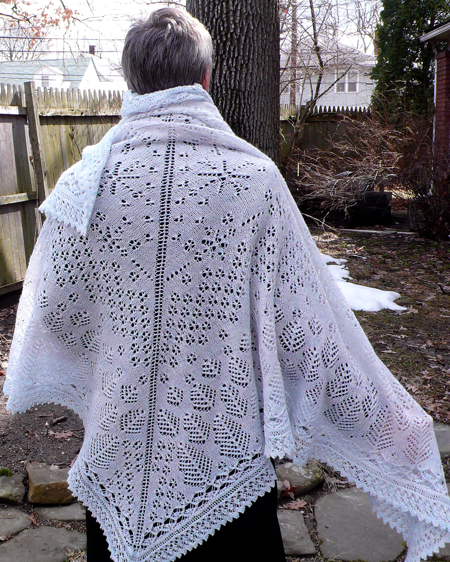 Snowflakes in Cedarwoods Lace Shawl